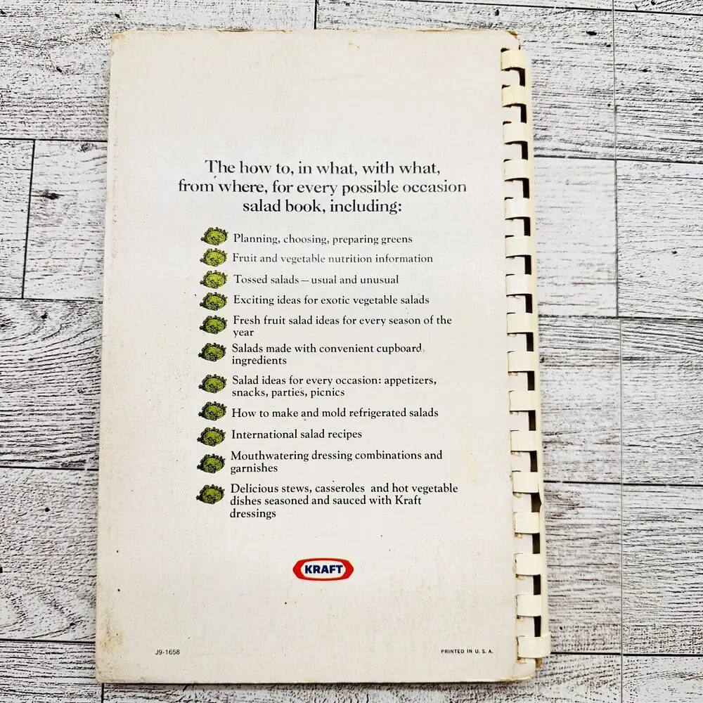 Salads From Beginning to Endive Vtg 1980 by Kraft Kitchens Comb‎ Spiral Cookbook